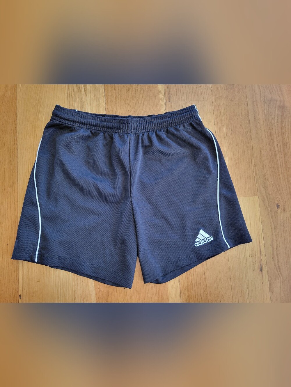 Size small Adidas Black Athletic Shorts with White Stripes